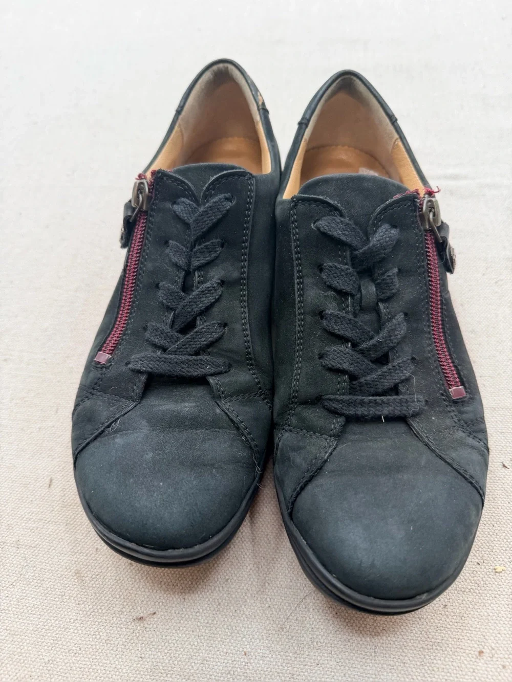Hartjes Black Suede Casual Lace-Up Sneakers with Side Zip